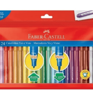 Canetinhas Faber Castell 24 Cores Hidrocor Ponta Vai E Vem