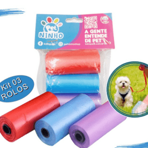 Kit 03 Rolinhos De Saquinhos/refil De Lixo Para Coco Pet Gato Cachorro