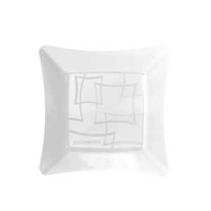 Prato Cristal Quadrado Branco 16cm - 10 Unidades