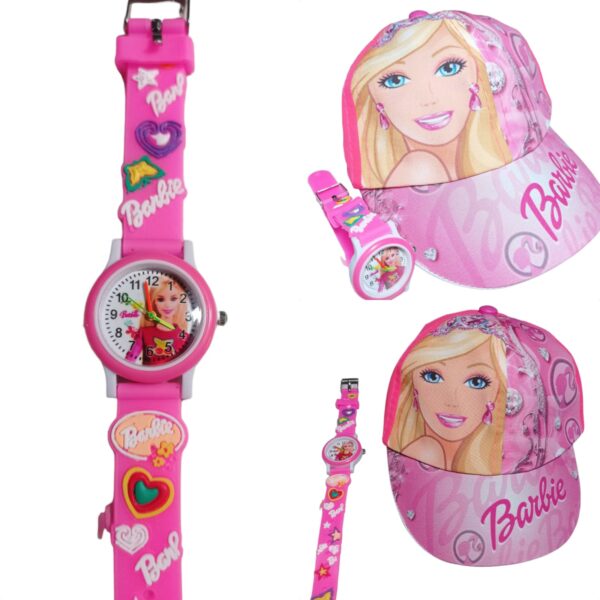 Boné Barbie Relogio Infantil Rosa Lindo